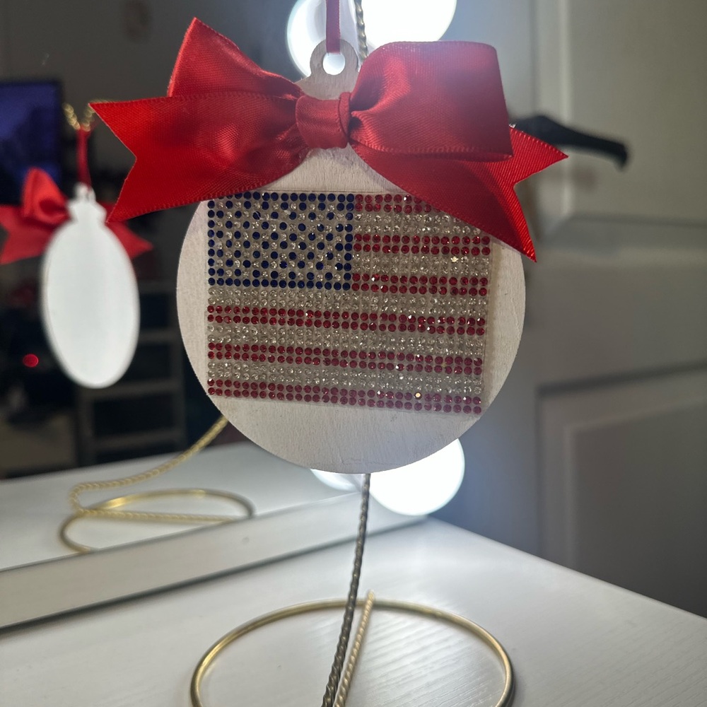 Patriotic Ornament with Red Bow